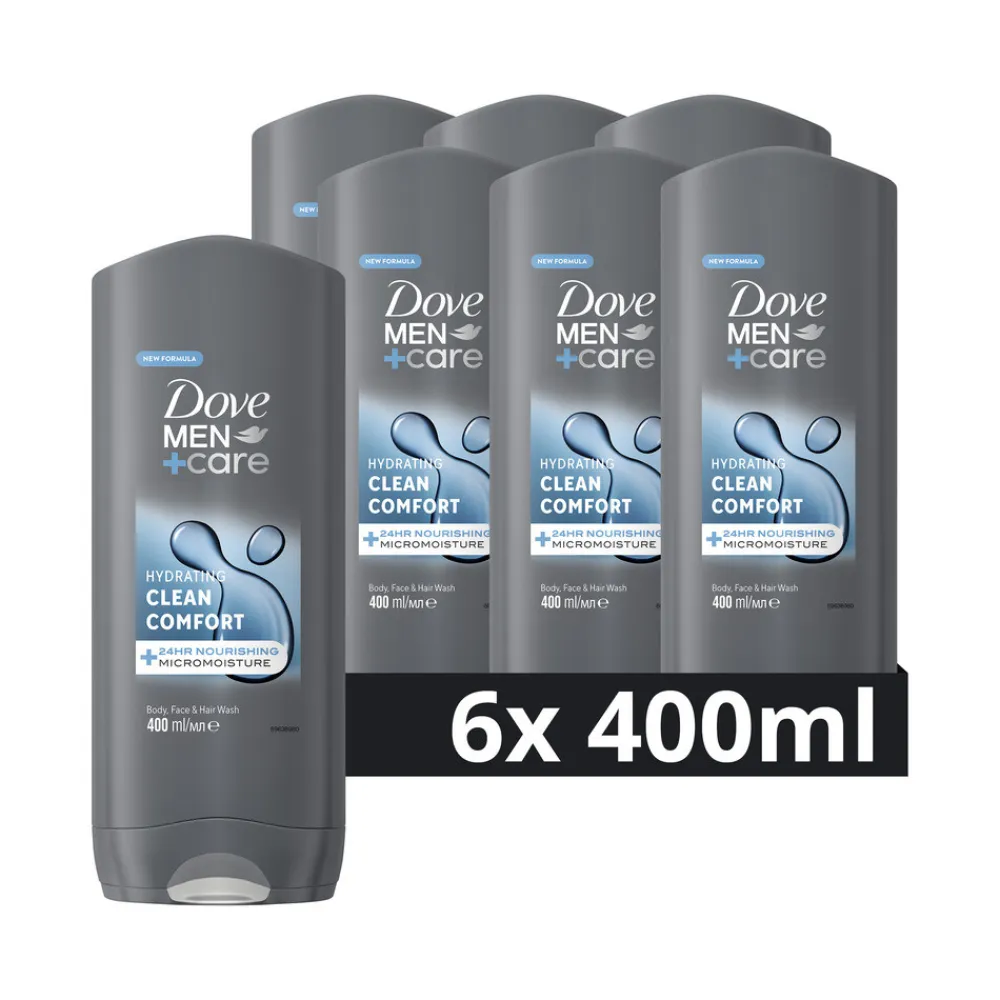 Dove 6x Douchegel Men+ Care Hydrating Clean Comfort 400 ml