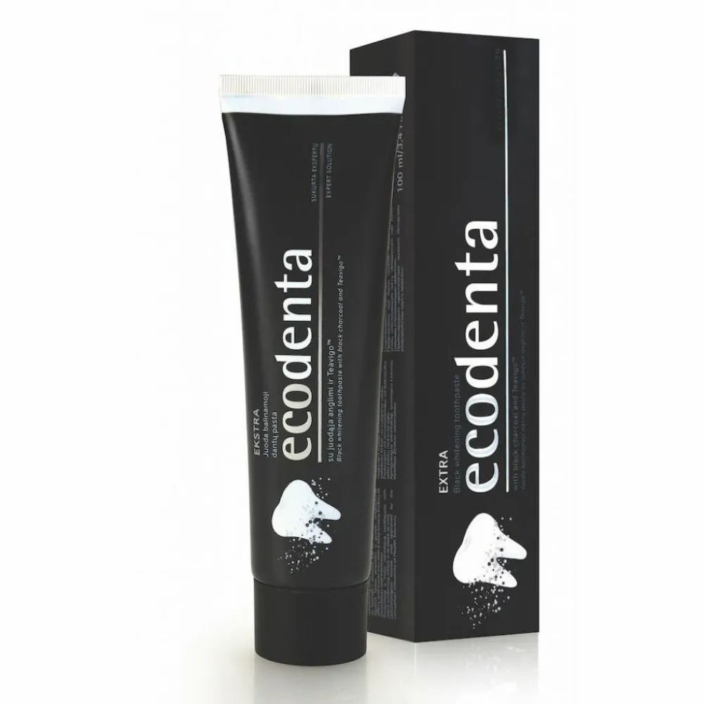 Ecodenta 4x Tandpasta Extra Whitening Black Houtskool 100 ml