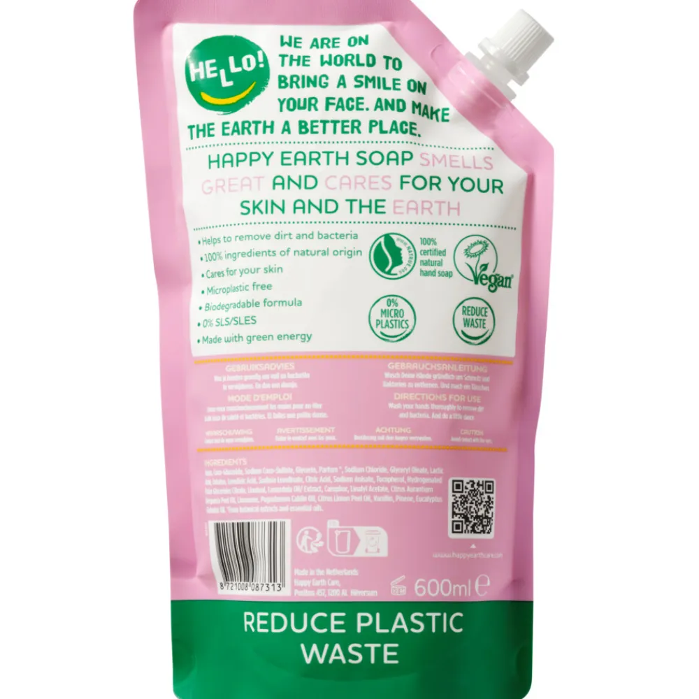 Happy Earth 6x Handzeep Navulling Lavender Ylang 100% Natuurlijk 600 ml