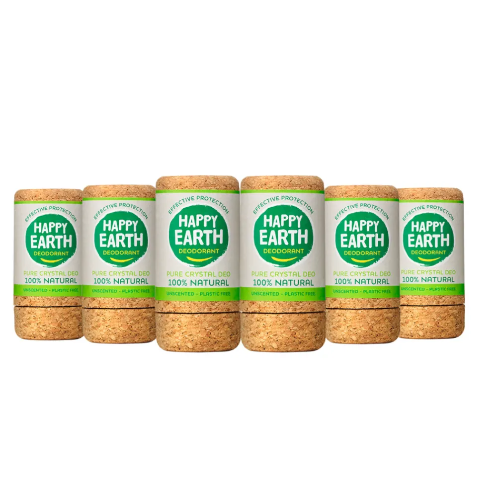 Happy Earth 6x 100% Natuurlijke Crystal Deodorant Geurloos 90 gr