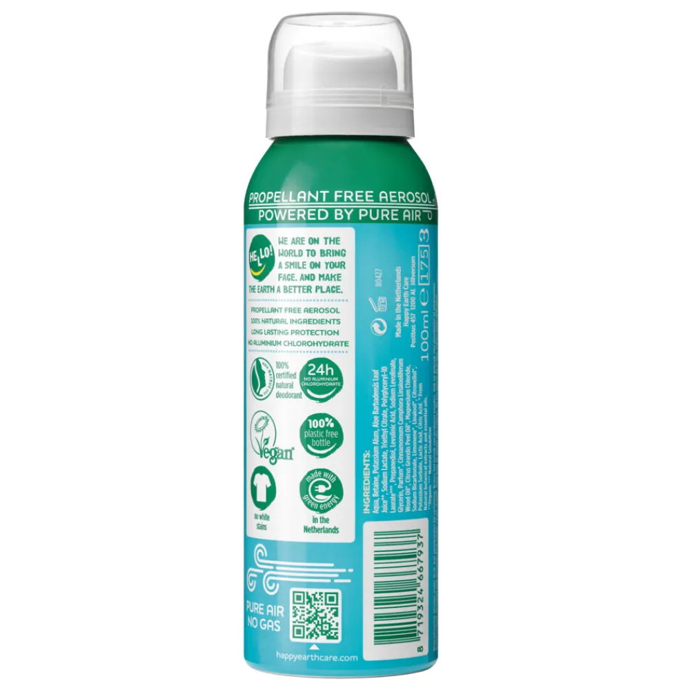 Happy Earth 6x 100% Natuurlijke Deodorant Natural Air Spray Cedar Lime 100 ml