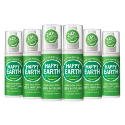 Happy Earth 6x 100% Natuurlijke Deodorant Spray Cucumber Matcha 100 ml