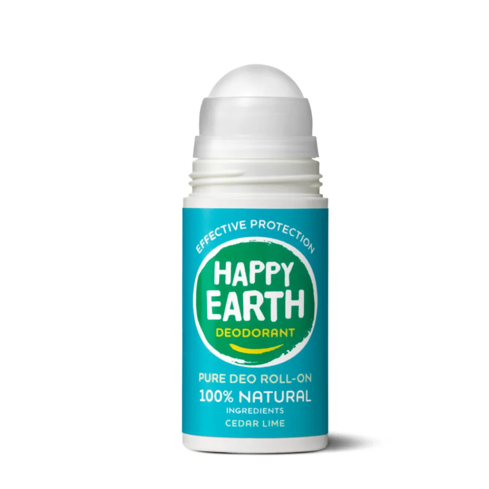 Happy Earth 6x 100% Natuurlijke Deodorant Roller Cedar Lime 75 ml