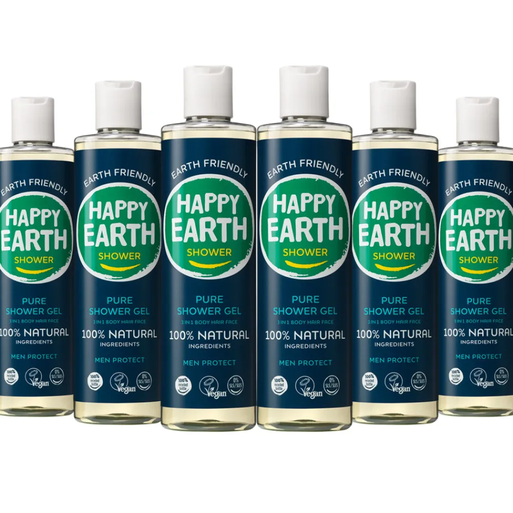 Happy Earth 6x 100% Natuurlijke Douchegel Lemon Sandalwood 300 ml
