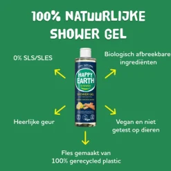Happy Earth 6x 100% Natuurlijke Douchegel Lemon Sandalwood 300 ml
