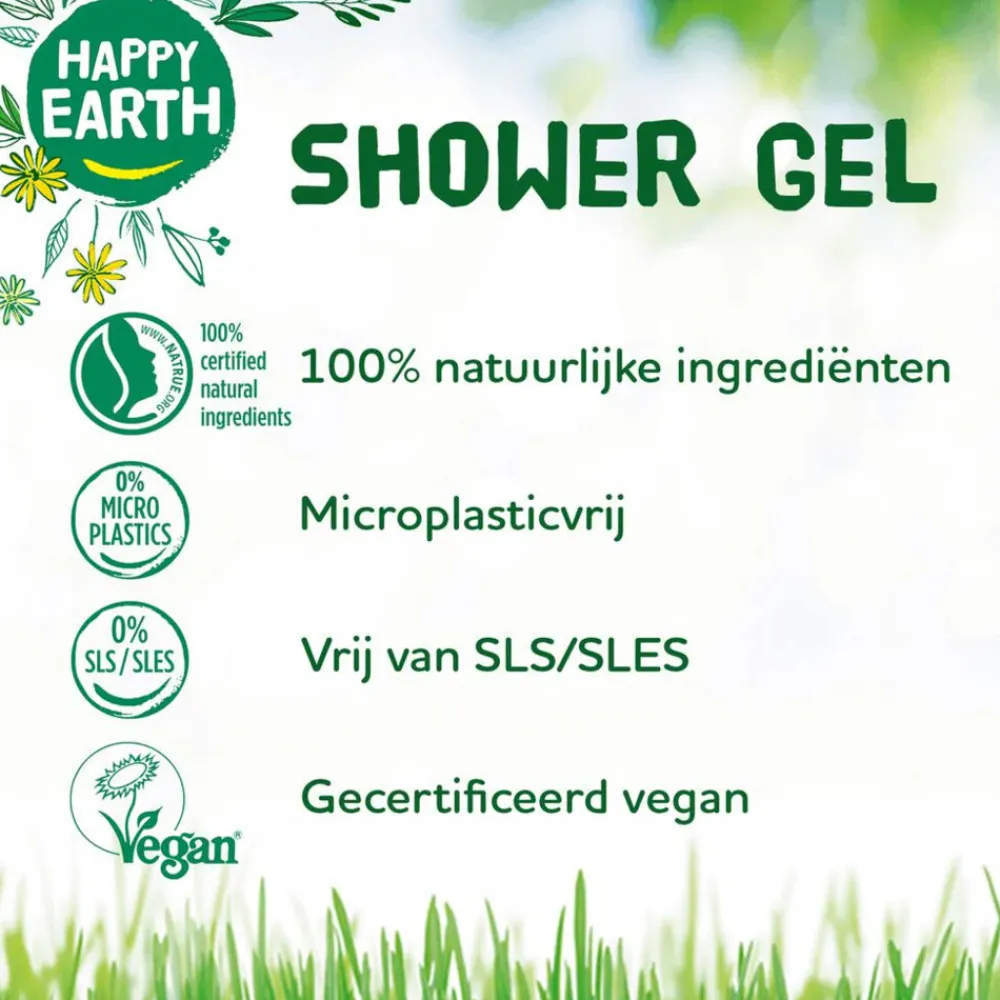 Happy Earth 6x 100% Natuurlijke Douchegel Lemon Sandalwood 300 ml