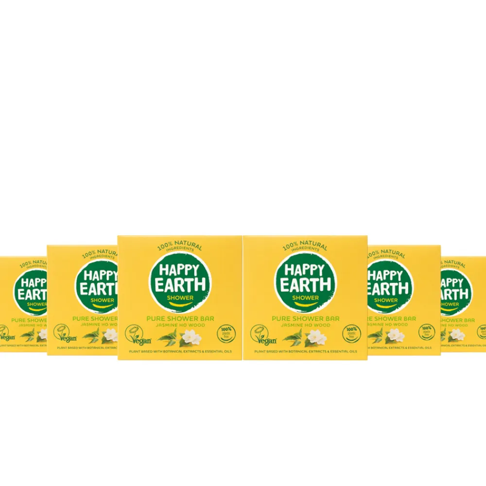 Happy Earth 6x 100% Natuurlijke Shower Bar Jasmine Ho Wood 90 gr