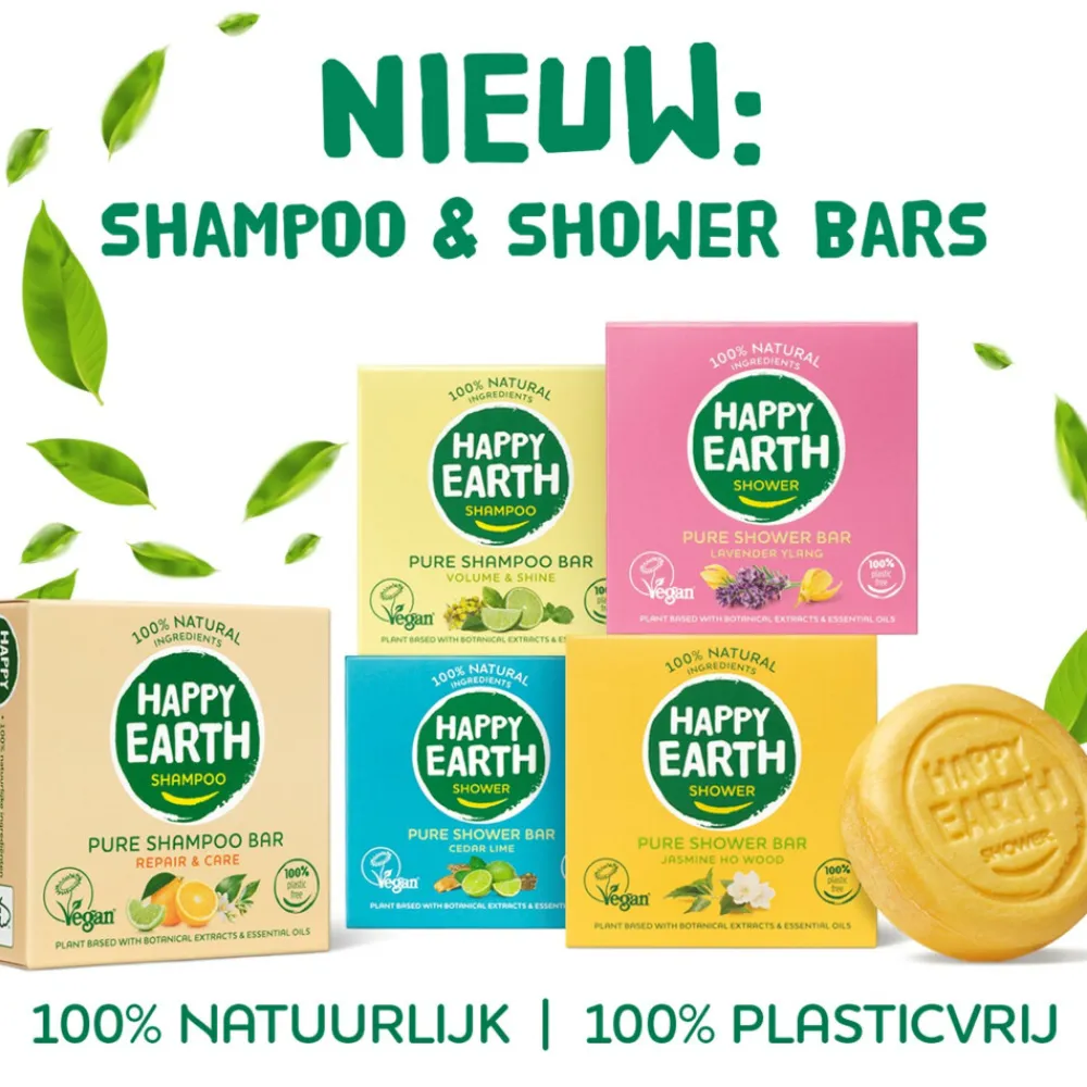 Happy Earth 6x 100% Natuurlijke Shower Bar Cedar Lime 90 gr
