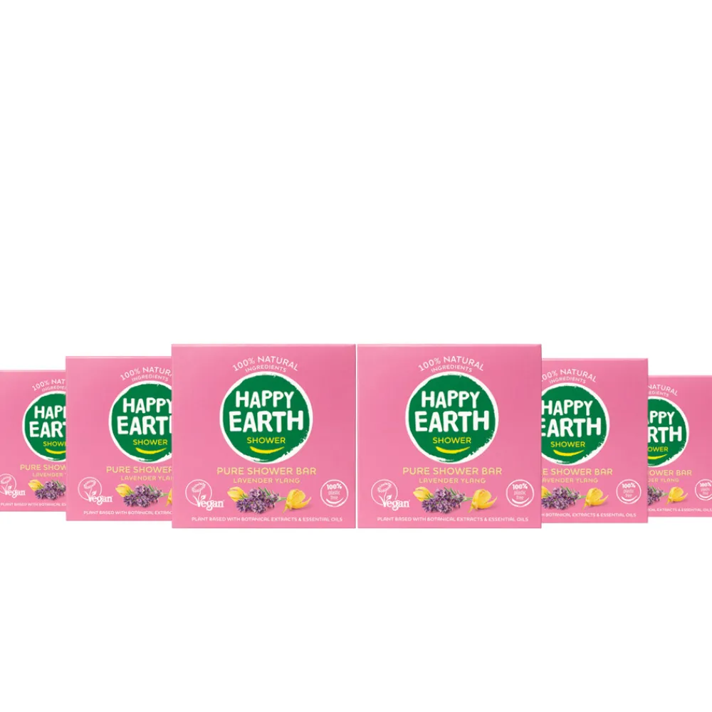 Happy Earth 6x 100% Natuurlijke Shower Bar Lavender Ylang 90 gr