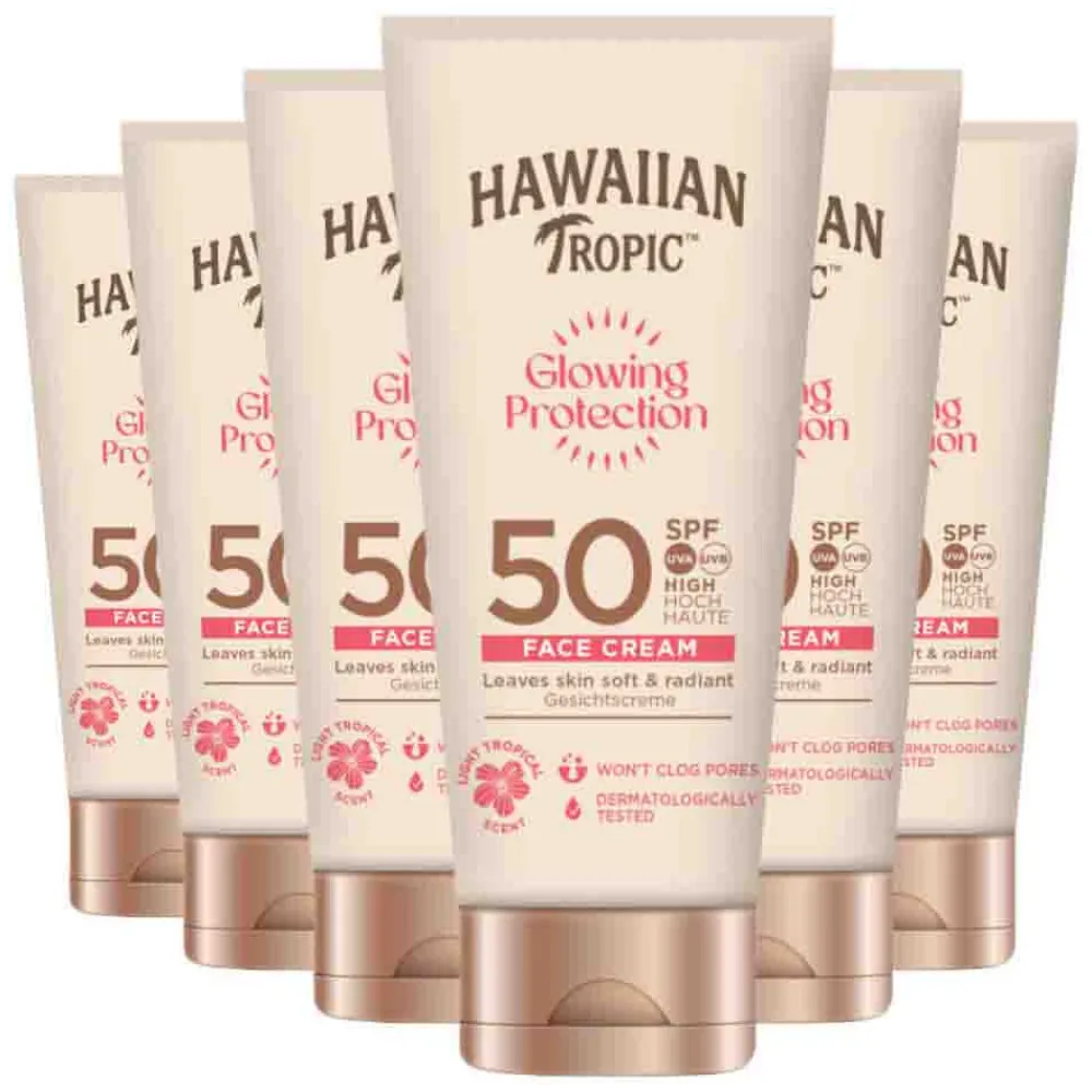 Hawaiian Tropic 6x Zonnebrand Glowing Protection Face Cream SPF 50 50 ml