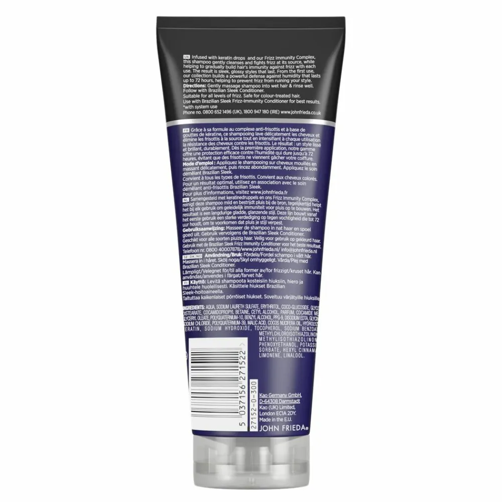 John Frieda 4x Frizz Ease Brazilian Sleek Shampoo 250 ml