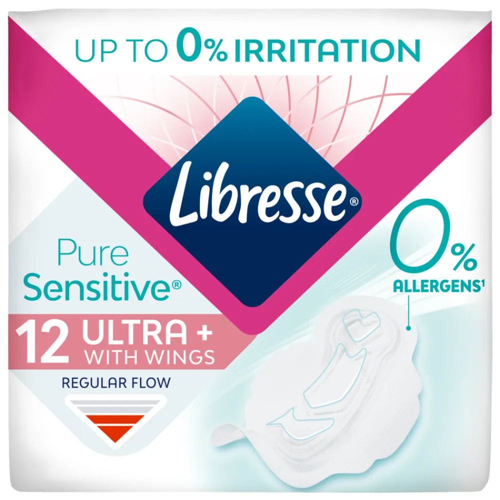 Libresse 8x Pure Sensitive Ultra+ Maandverband met vleugels 12 stuks