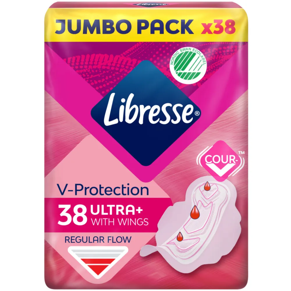Libresse 8x Ultra+ Regular Maandverband met Vleugels Jumbo Pack 38 stuks