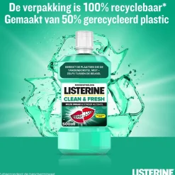 Listerine 3x Mondwater Clean & Fresh zonder Alcohol 500 ml