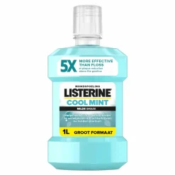 Listerine 3x Mondwater Cool Mint Milde Smaak Zonder Alcohol 1 liter