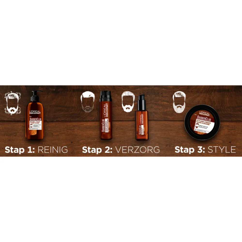 Heren LOréal 6x L'Oréal Men Expert BarberClub Baard Gezicht & Haar 3-in-1 Wash 200 ml