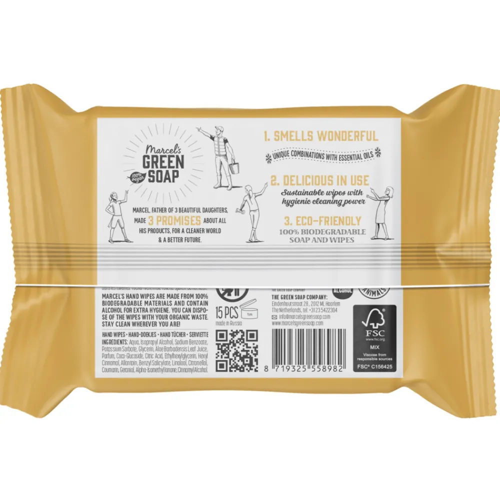 Marcels Green Soap 12x Marcel's Green Soap Hand doekjes Vanille en Kersenbloesem 15 stuks