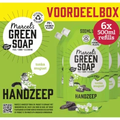 Marcels Green Soap 6x Marcel's Green Soap Handzeep Tonka & Muguet Navul Stazak 500 ml