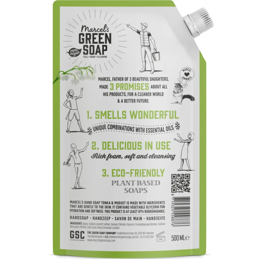 Marcels Green Soap 6x Marcel's Green Soap Handzeep Tonka & Muguet Navul Stazak 500 ml