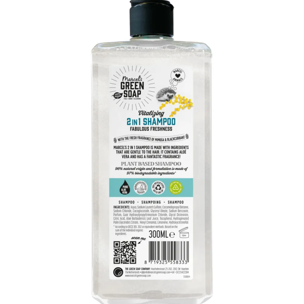 Marcels Green Soap 6x Marcel's Green Soap Shampoo & Conditioner 2 in 1 Mimosa & Black Currant 300 ml