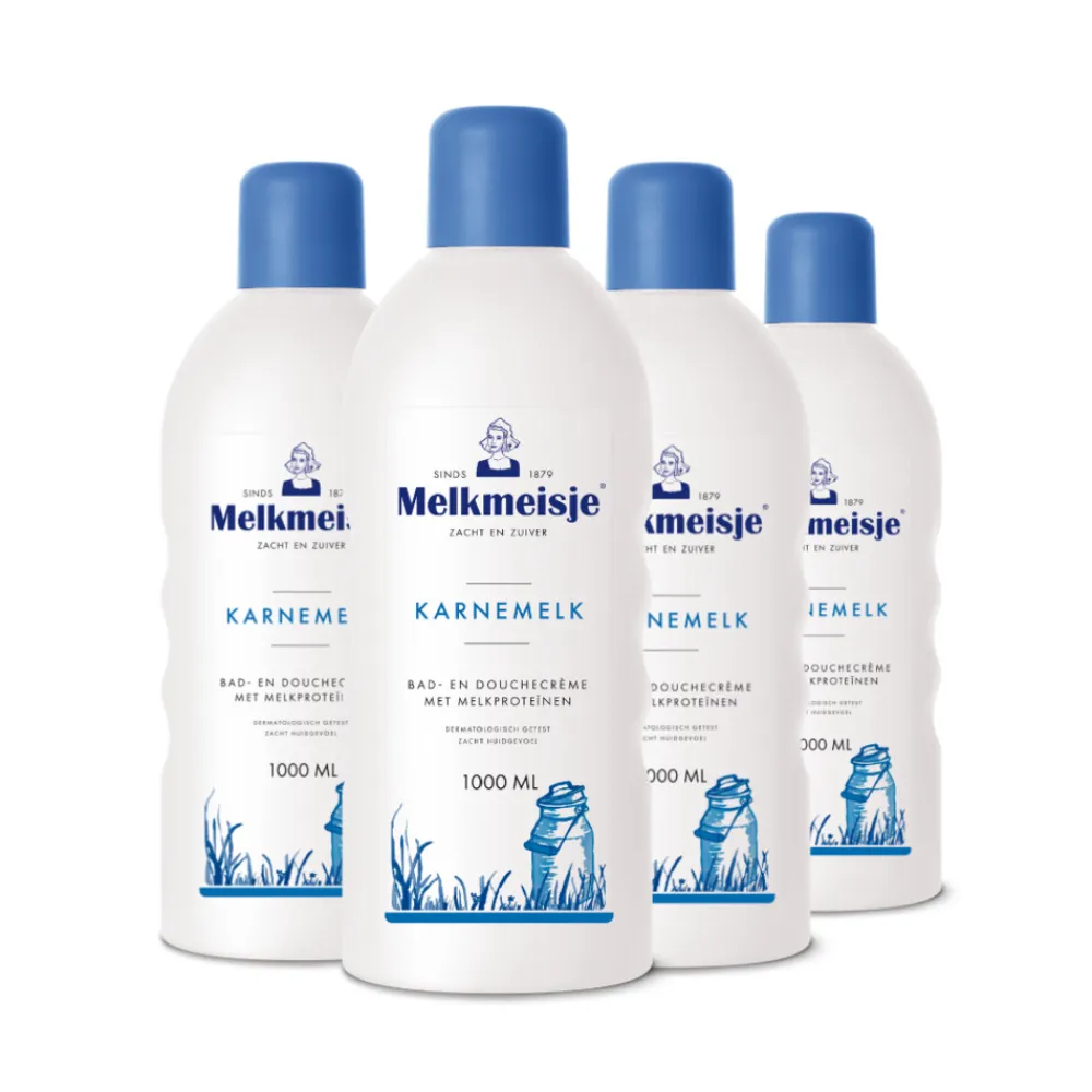 Melkmeisje 4x Bad en Douche Crème Karnemelk 1000 ml