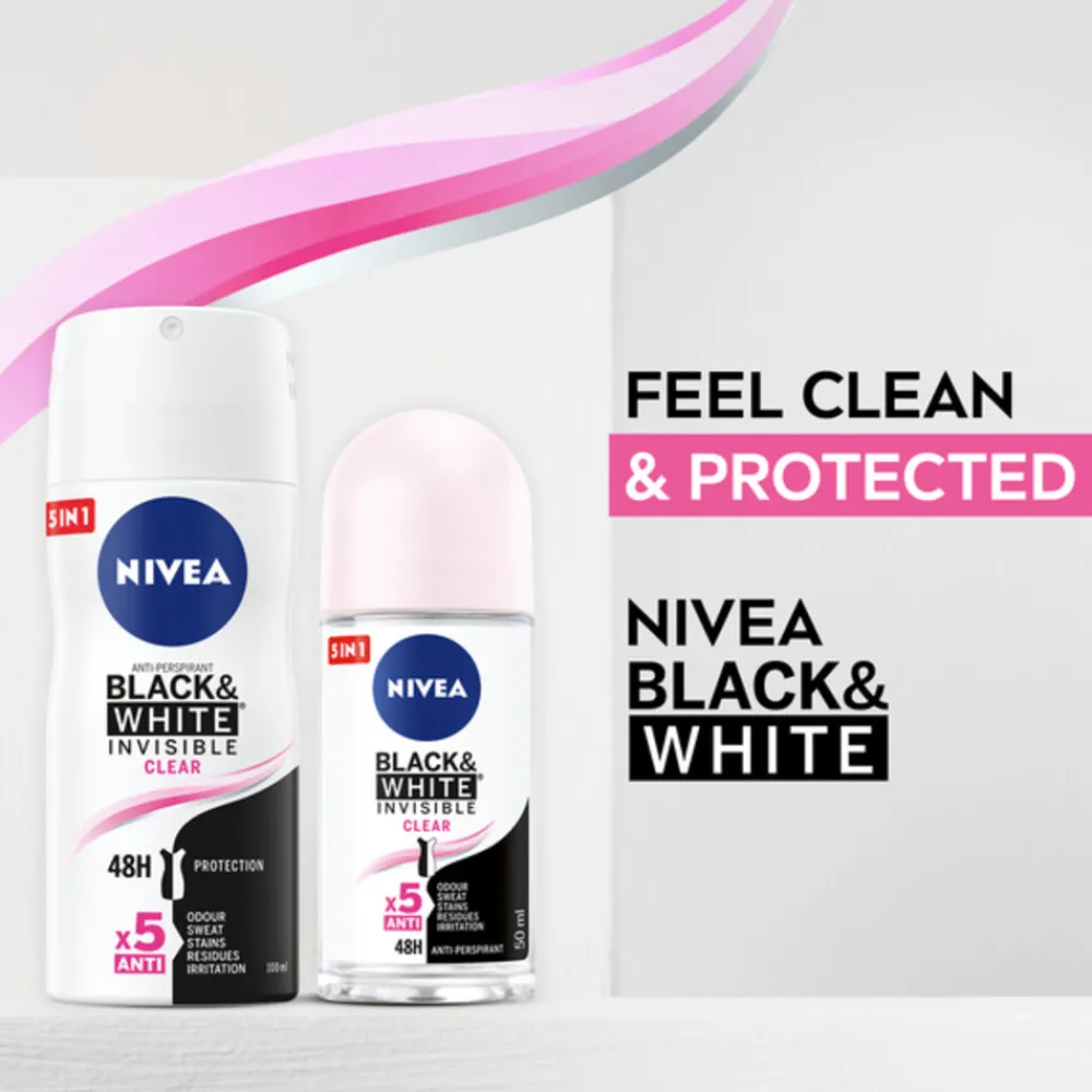NIVEA 6x Deodorant Spray Invisible For Black & White 100 ml