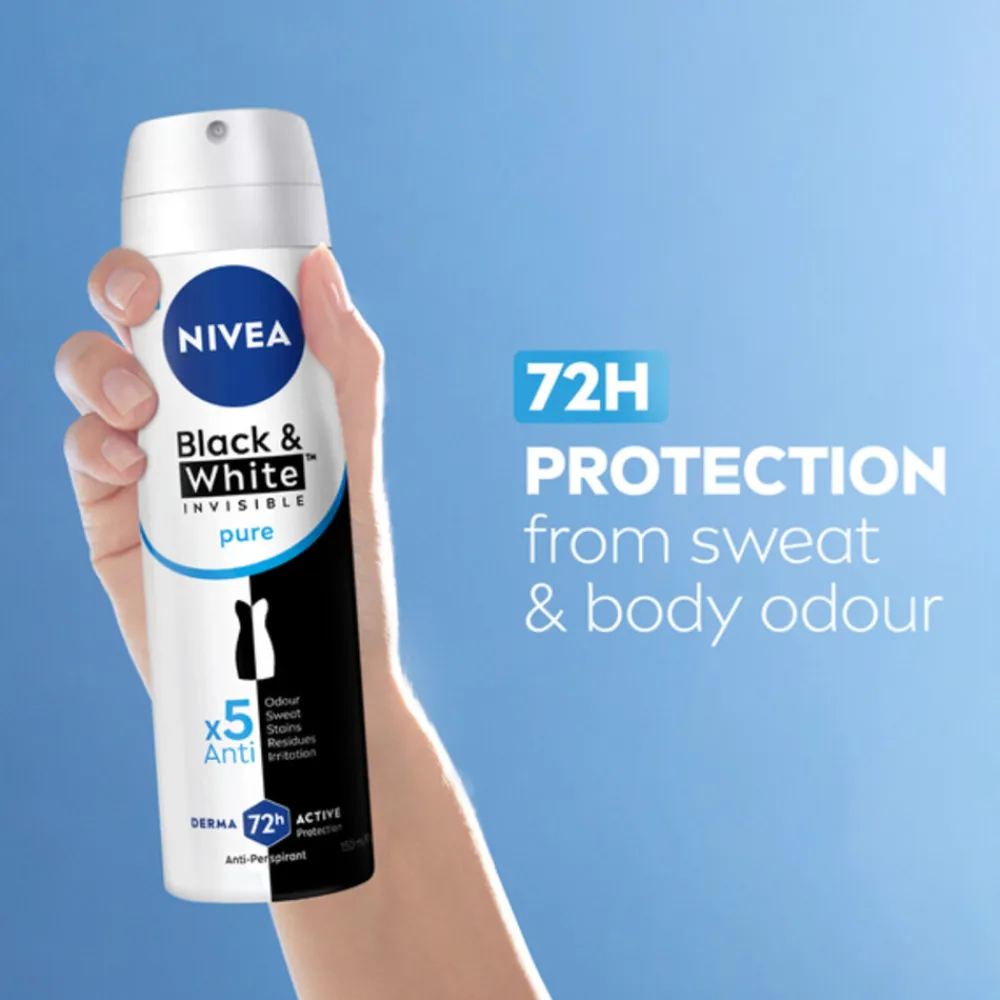 NIVEA 6x Deodorant Spray Invisible For Black & White Pure 150 ml