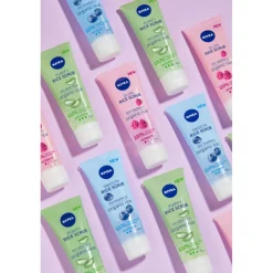 NIVEA 6x Rijstscrub Mild met Bio Framboos 75 ml
