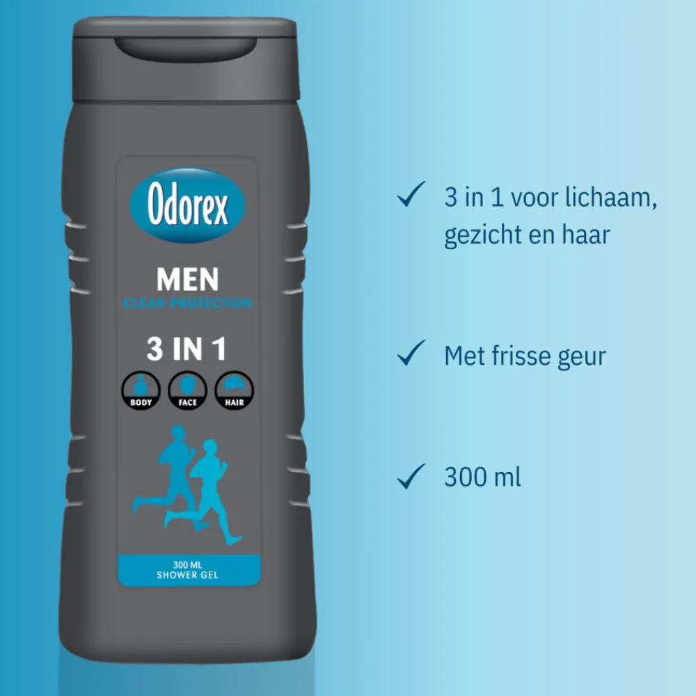 Odorex 6x Douchegel For Men 3-in-1 Clean Protection 300 ml