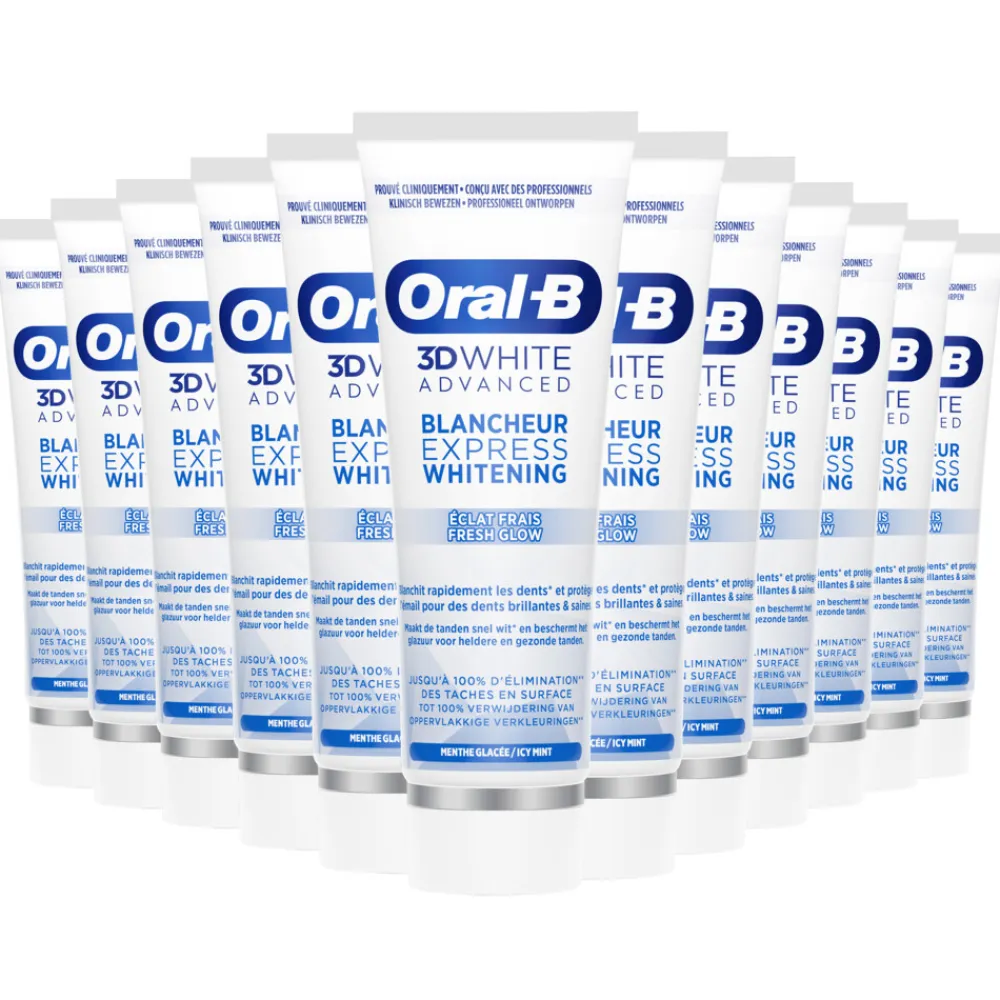 Oral-B 12x Tandpasta 3DWhite Advanced Express Whitening Fresh Glow 75 ml