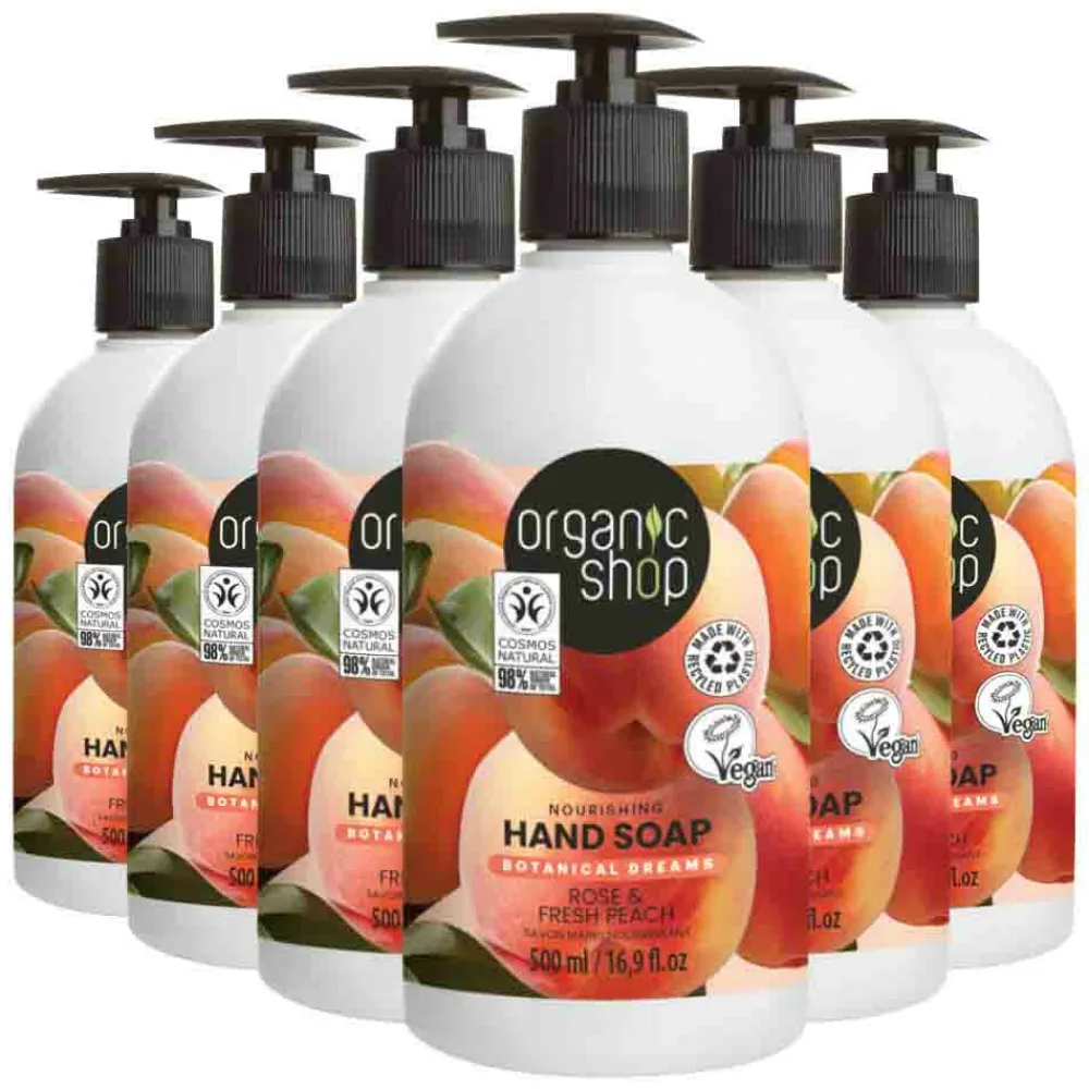 Organic Shop 6x Handzeep Rose & Peach 500 ml