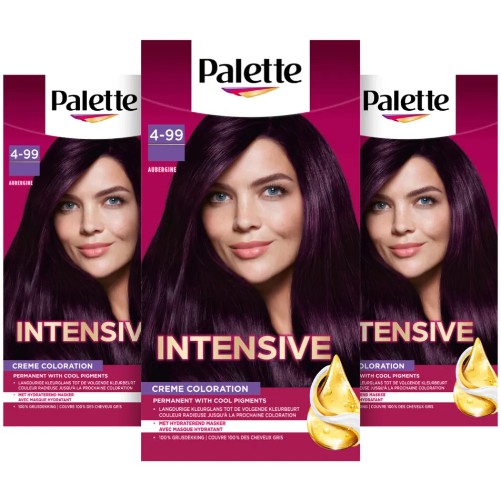 Palette 3x Intensive Creme Haarkleuring 4-99 Aubergine