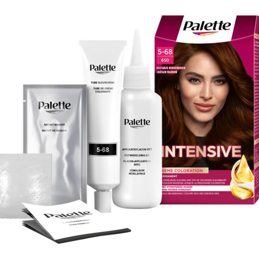 Palette 3x Intensive Oil-Care Color Haarkleuring 650 Kastanje Middenbruin