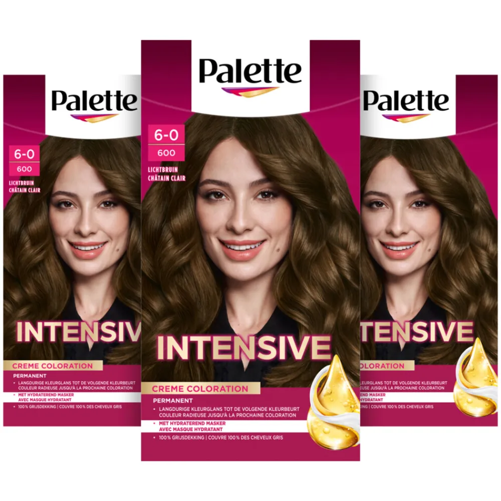 Palette 3x Intensive Oil-Care Color Haarkleuring 600 Lichtbruin