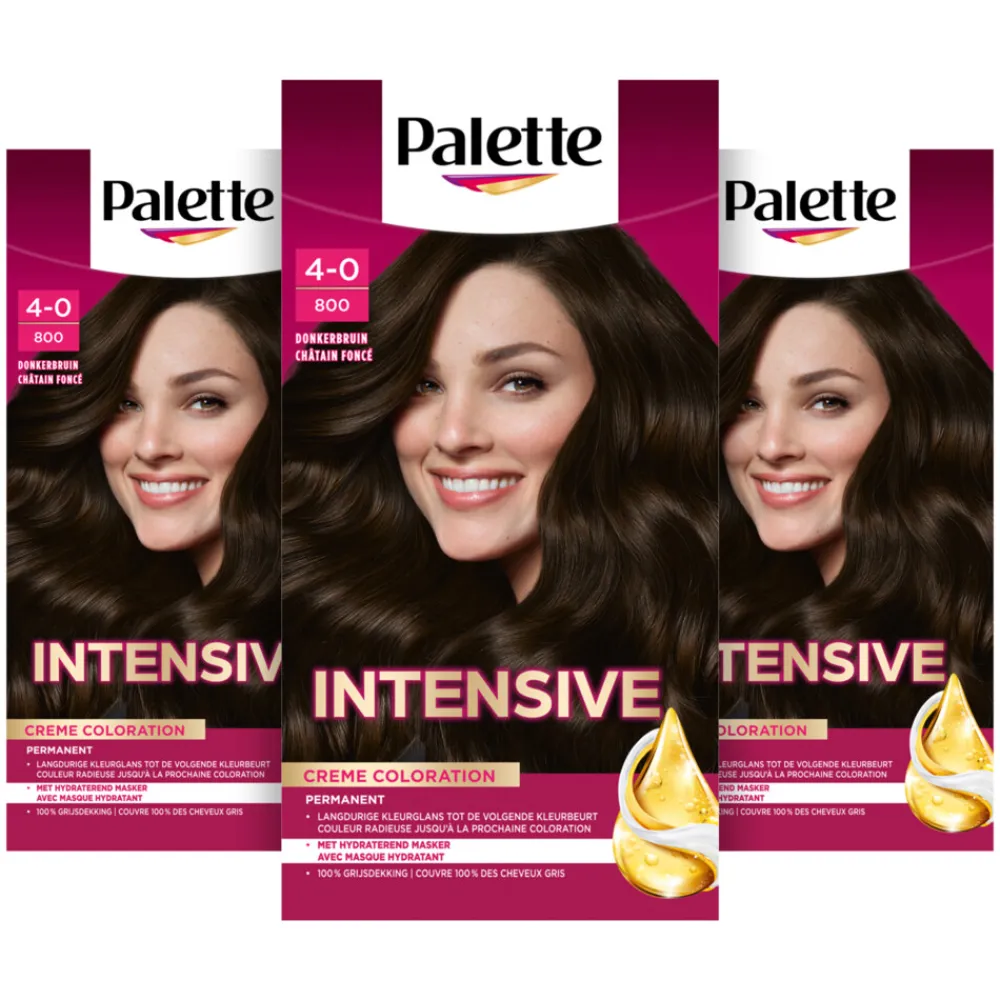 Palette 3x Intensive Oil-Care Color Haarkleuring 800 Donkerbruin