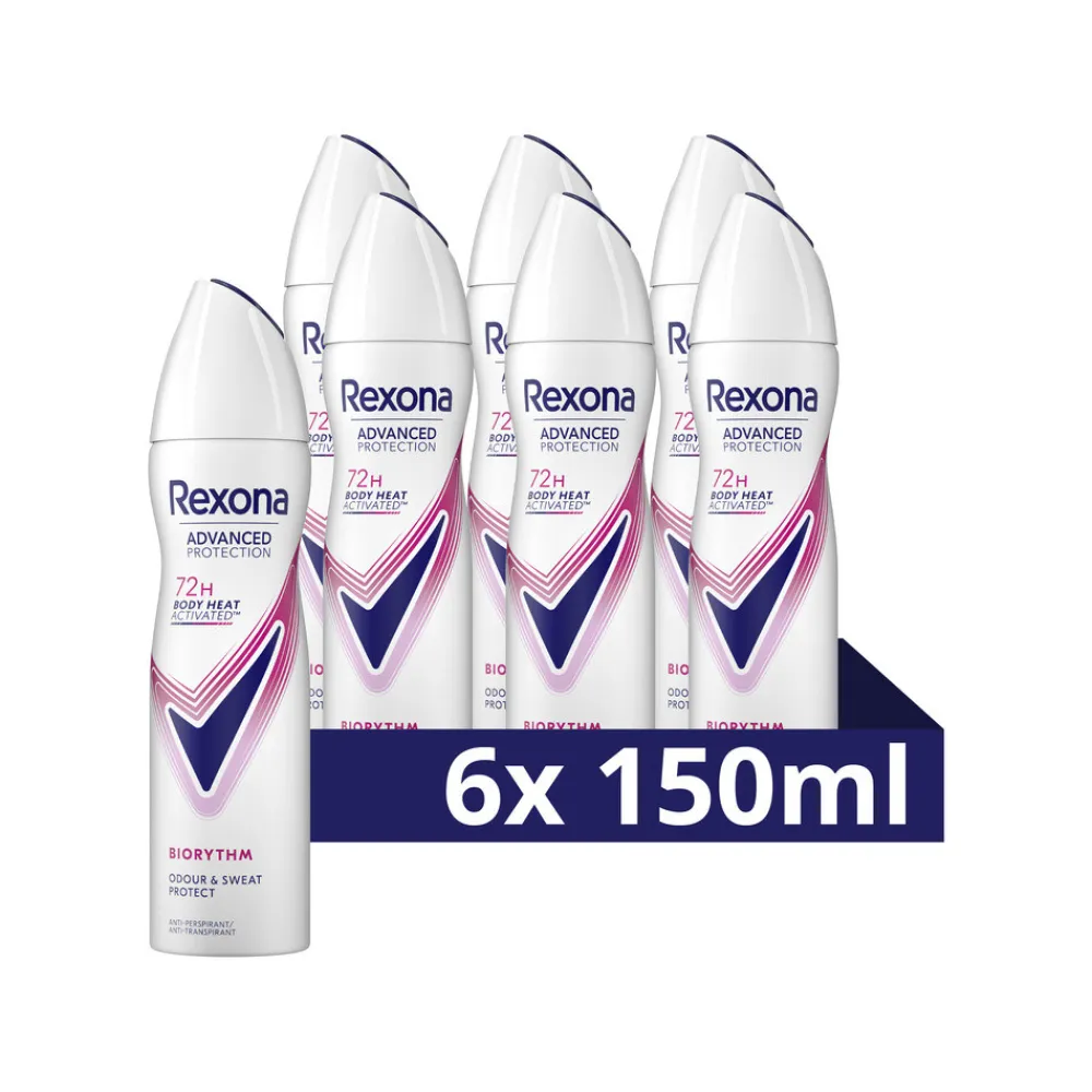 Rexona 6x Deodorant Spray Advanced Protection Ultra Dry Biorythm 150 ml