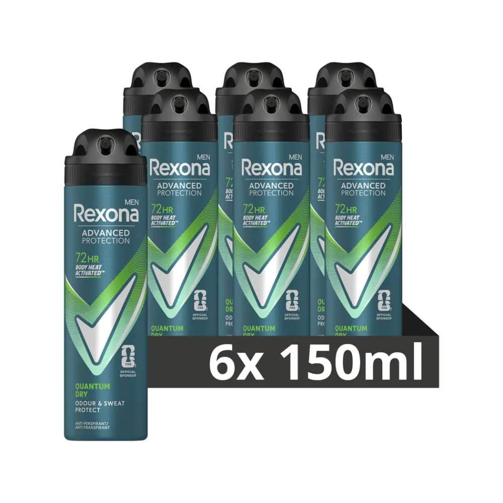 Rexona 6x Men Deodorant Spray Advanced Protection Quantum Dry 150 ml