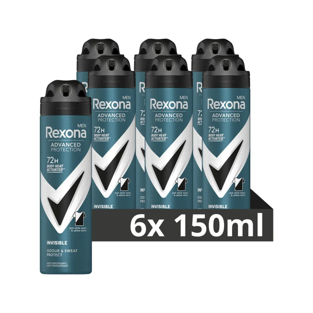 Rexona 6x Men Deodorant Spray Advanced Protection Invisible 150 ml