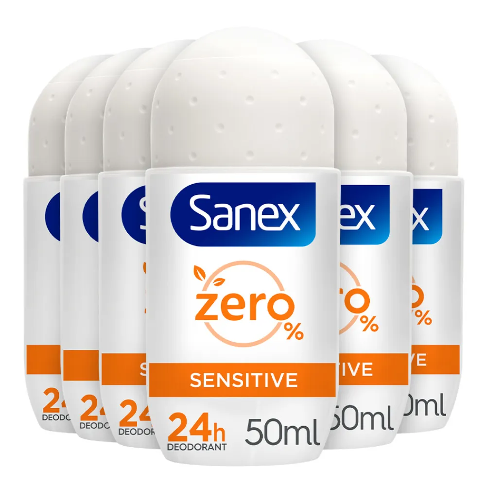 Sanex 6x Deodorant Roller Zero% Sensitive Skin 50 ml