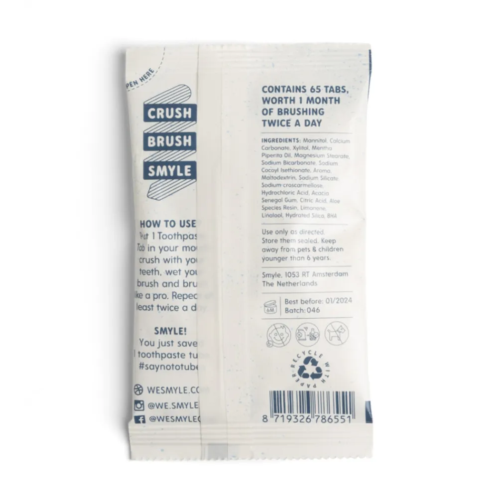 Smyle 3x Tandpasta Tabs Navulling zonder Fluoride 65 stuks