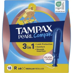 Tampax 8x Pearl Compak Regular Tampons Met Inbrenghuls 18 stuks