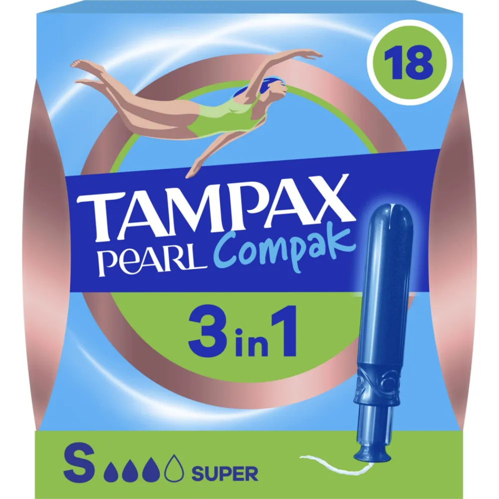 Tampax 8x Pearl Compak Super Tampons met Inbrenghuls 18 stuks